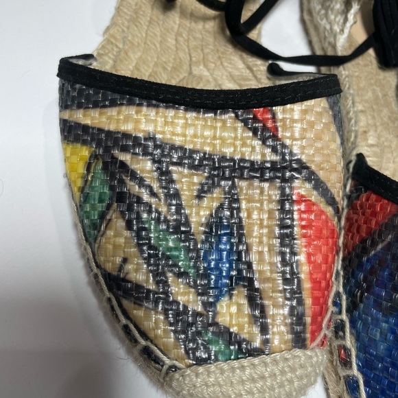 Pre Loved J Crew Baja Raffia Espadrilles Red, Green, Black G4199 Sz 8 - Picture 10 of 12